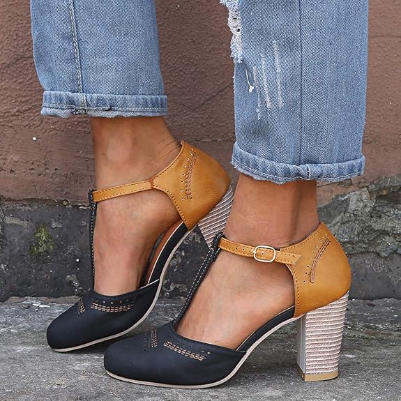 Sandalias para Mujer riou Zapatos de Tacón Medio Mujeres Cabeza Redonda  tacón Alto Primavera Verano Casual Sneaker Sandalias de Vestir Chanclas  Negro Gris Azul 35-43 Zapatos y complementos Zapatos ahsapalem.com