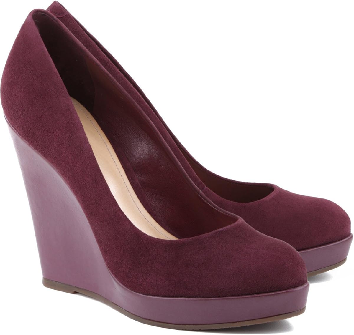 suede closed toe wedges
