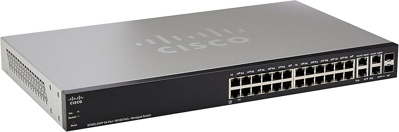 Cisco SF300-24PP 24-Port 10/100 PoE+ Managed Switch SF300-24PP-K9 Black