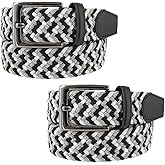 Braided Elastic Stretch Belt Casual Weave Canvas Fabric Woven Golf Belt 1-3/8" Wide