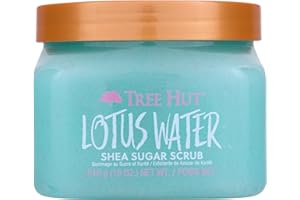 Tree Hut Lotus Water Shea Sugar Scrub, Exfoliating, Hydrating & Moisturizing Body Scrub with Shea Butter & Nourishing Essential Oils, Smooth & Soften Skin, 18 oz
