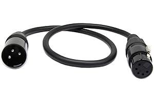 SinLoon (0.5M) DMX Stage Light Cable,DJ XLR Cable, 3-Pin Male XLR to 5-Pin Female XLR DMX Turnaround Connection for,Moving Head Light Par Light Spotlight with XLR Input & Output (3Male)
