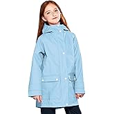 SOLOCOTE Kids Rain Jacket Hooded Lined Rubber RainCoats for Girls Boys Waterproof Windproof Size 5-14Y