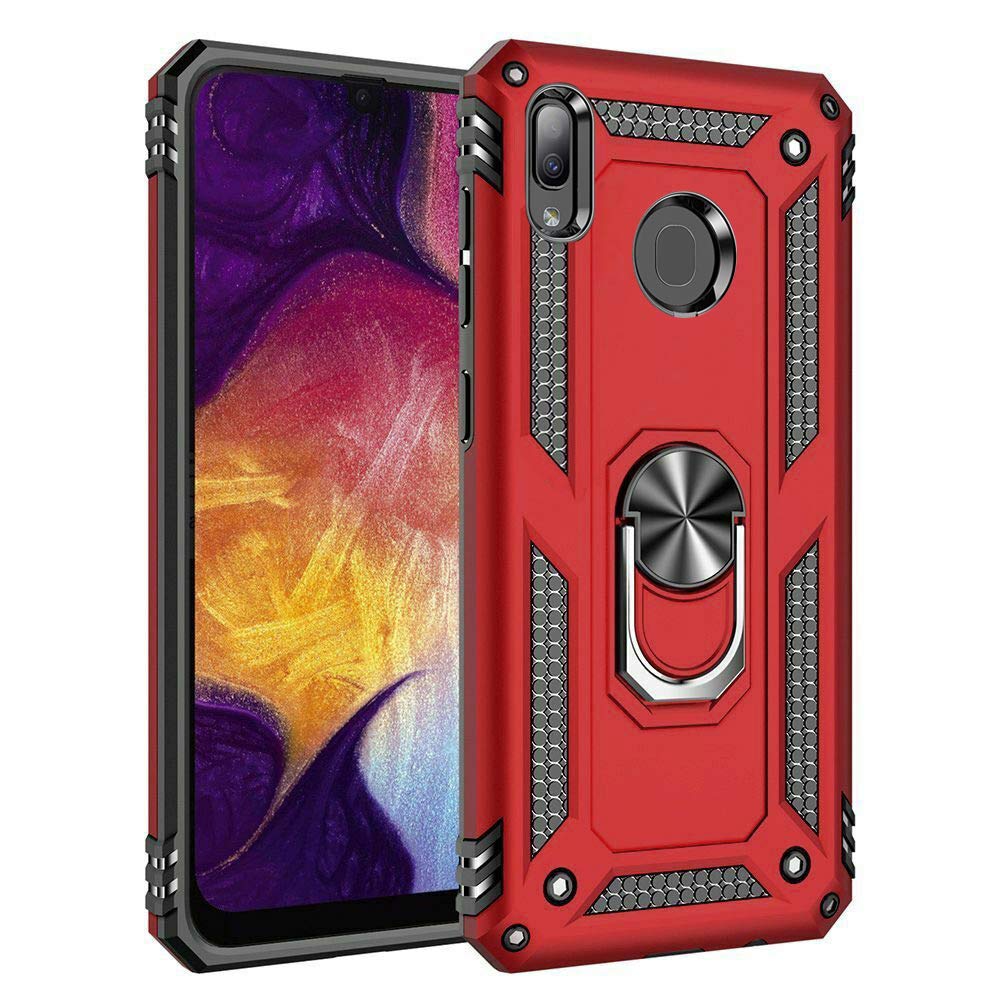 For Samsung Galaxy A20e Case with Magnetic Ring Holder, Military Grade Protective Silicone TPU Shockproof Hard Armour Phone Cover for Samsung Galaxy A20e (Red)