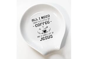 LRUIOMVE Ceramic Coffee Spoon Holder and Spoon Set Funny Coffee Quote - All I Need Today Is A Little Bit Coffee - Coffee Spoon Rest - Coffee Bar Accessories Station Decor Ideal Gift for Coffee Lovers
