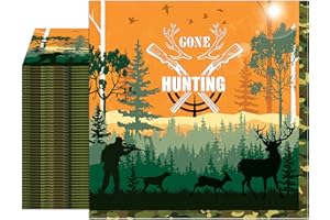MUPLAYA 40PCS Hunting Camo Party Paper Napkins,Hunting Birthday Party Decorations Disposable Hunting Napkins for Oh Deer Baby Shower Decorations for Boy Birthday Picnic Retirement Outdoor Tournament Events