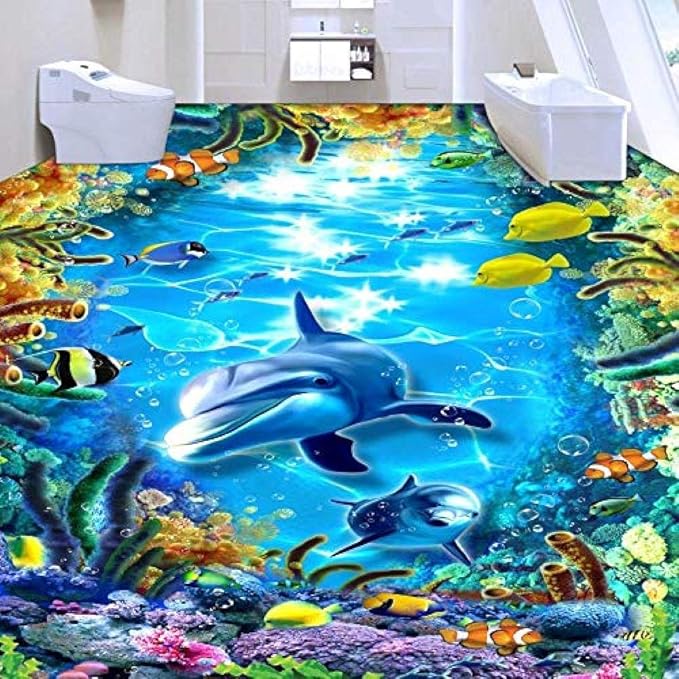 Ocean Underwater World Dolphin 3D Piso engrosado antideslizante