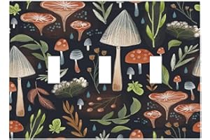 SPSHIAN Boho Mushroom Forests 3 Gang Light Switch Plate Decorative Triple Toggle Wall Plate Cover Electrical Faceplate for Bathroom Home Kids Nursery Room Bedroom Art Panel Decor 6.7'' X 4.8''