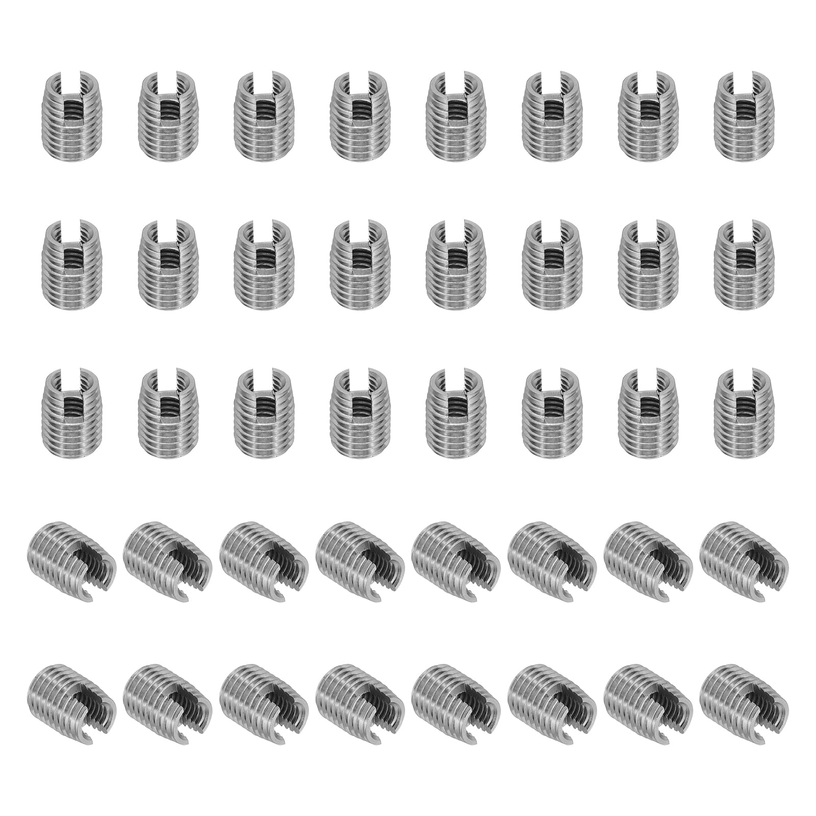 PATIKIL Self-Tapping Threaded Inserts, 40 Pcs M5 x M8 x 10mm 303 Stainless Steel Thread Adapter Reducer Slotted Screw Repair Inserts Nuts Sleeve