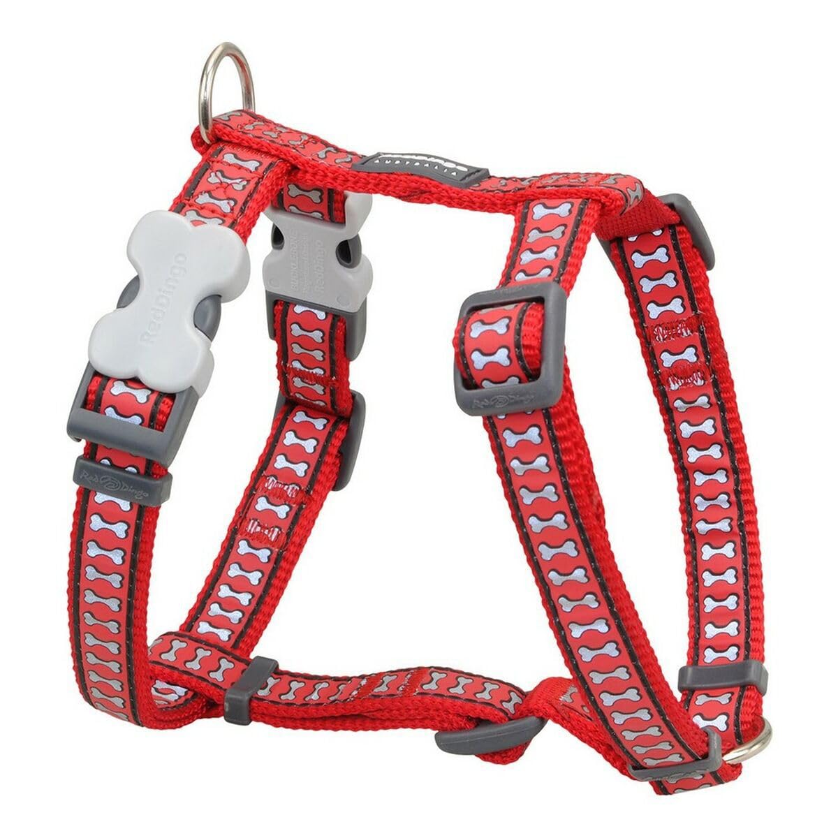 Red Dingo Dog Harness Reflective Bones, Hot Pink, SMALL 15mm