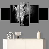 SIGNWIN 5 Panel Canvas Wall Art Modern Art Animals Dramatic Giraffe Lion Multicolor Photography Southwest for Home Decorations Ready to Hang - 60