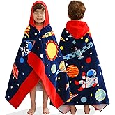 VOOVA & MOVAS Kids Hooded Towels Age 3-8, 30''X50,Soft | Thick | Absorbent Cotton Beach, Bath, Pool Towel | Wrap, Oversized for Boys Girls | Space Theme