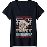 Womens Gremlins Christmas Midnight Snack Anyone Ugly Sweater V-Neck T-Shirt