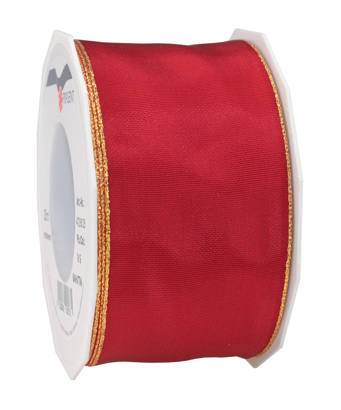 Präsent - Manhattan Wired Taffeta Ribbon Ruby Red 25-m-Roll 60 mm width