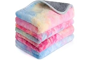 Reginary 4 Pcs Waterproof Guinea Pig Blankets Washable Small Animal Fleece Bedding Absorbent Guinea Pig Cage Liners Reusable Pet Pee Pad Sleep Mat for Hamster Ferret(Tie Dye Pattern,24 x 16 Inch)