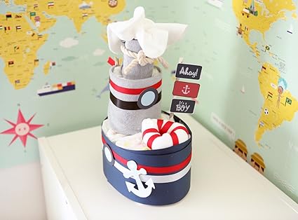 Amazon Com Baby Boy Nautical Diaper Mini Boat Cake Baby Shower