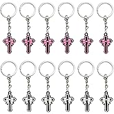 KHRYPTXH 12 Pcs Women's Cross Keychain with Bow Design, Christian Cute Backpack Decorations, Bulk Butterfly Keychains Playful Easter Christmas Gifts for Wallet Bag
