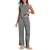 COCOMARTS Womens 2 Piece Lounge Sets Casual Striped Pajama Sets Sleeveless Tank Top and Wide Leg Pants Matching Outfits 2025