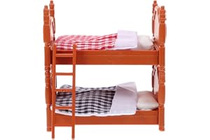 SEWACC Dollhouse Mini Bunk Beds, Doll House Furniture, Creative Mini Double Beds for Doll House Decoration, 4. 01 X 3. 77 X 2