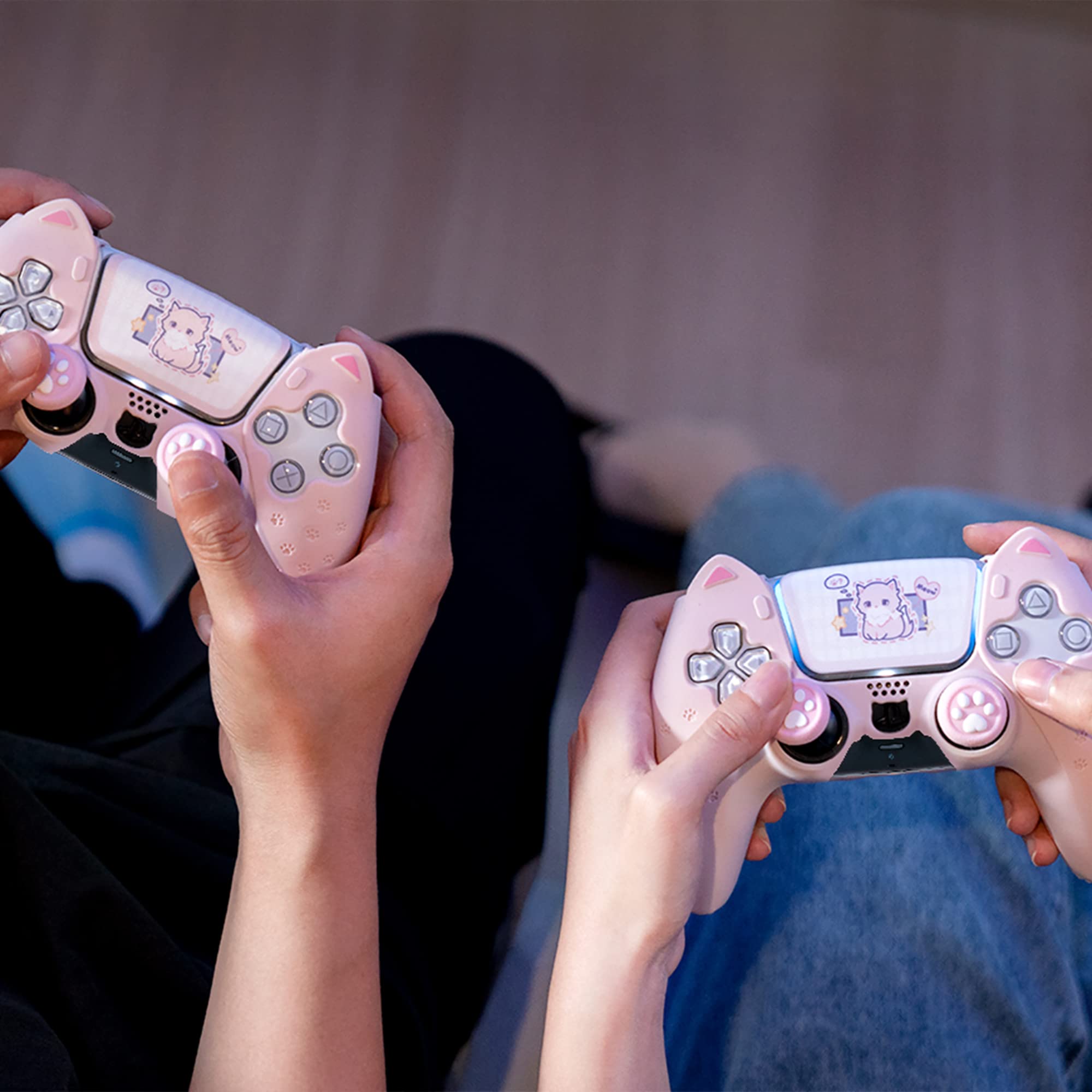 GeekShare Cat Paw PS5 Controller Skin Anti-Slip Silicone Skin Protective Cover Case for PlayStation 5 DualSense Wireless Controller (Pink)