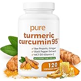 ARSYCHLL Nivelle Turmeric Curcumin 95 1000mg - 95% Turmeric Complex Supplement with Bee Propolis, Ginger, MCT Oil, Fat Soluble Vitamin C, & Black Pepper, Non-GMO, Gluten Free, 120 Capsules