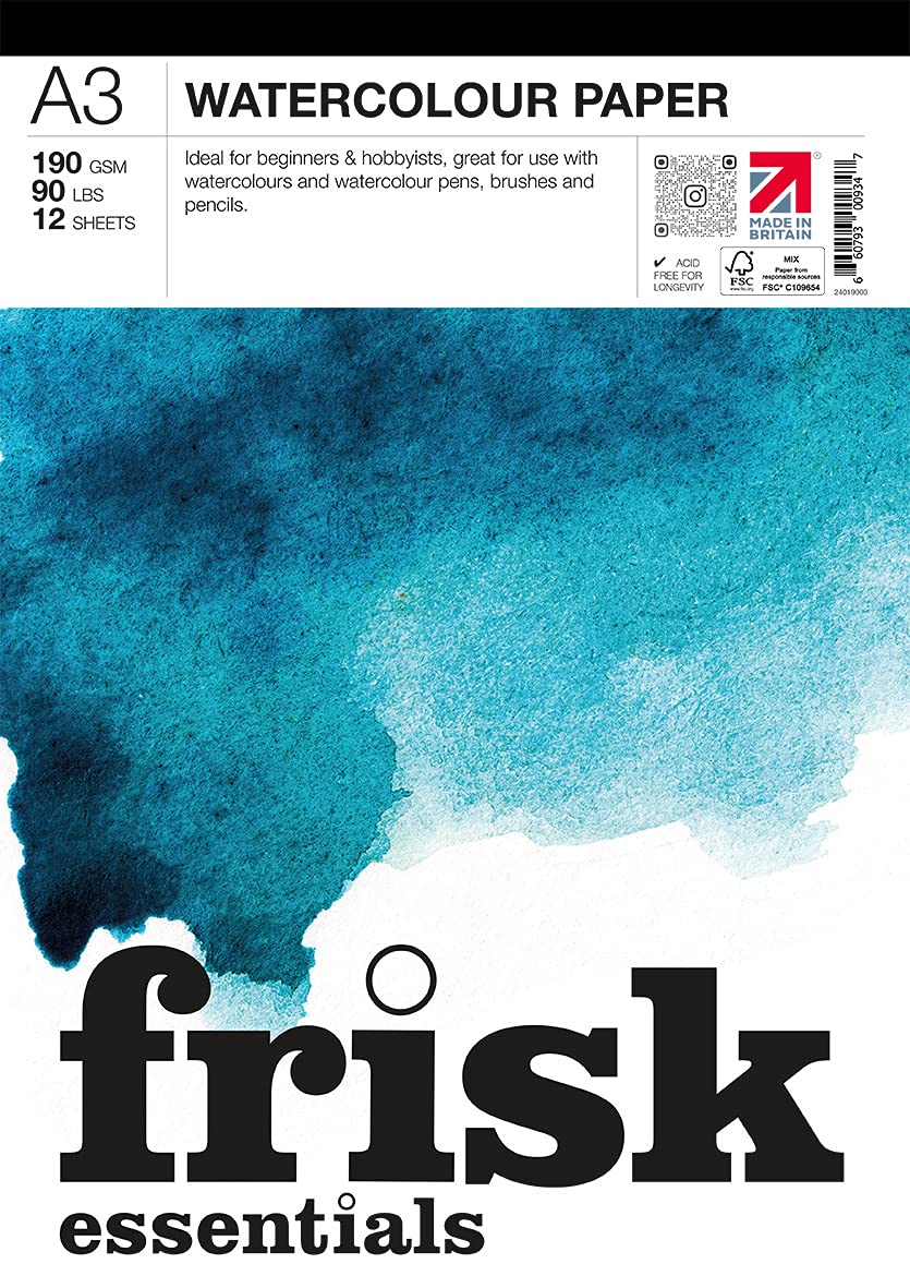 Frisk 24019003 Essentials Watercolour Paper Pad, White, A3