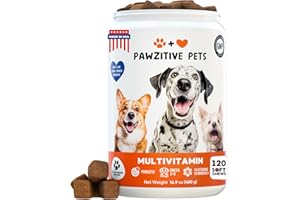 PAWZITIVE PETS Dog Multivitamin Chews - Glucosamine Chondroitin Vitamin Chewables - 24 in 1 Dog Probiotic Treats for Skin, Joint, Bones, Liver - Immune Support Supplement with Vitamins & Minerals - All Breeds & Ages
