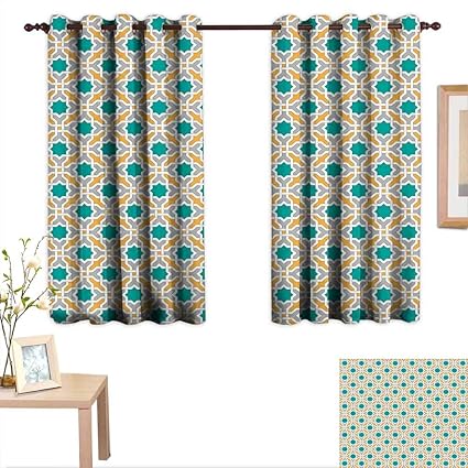 Amazon Com Luckyee Teal Decor Curtains By Geometric Pattern