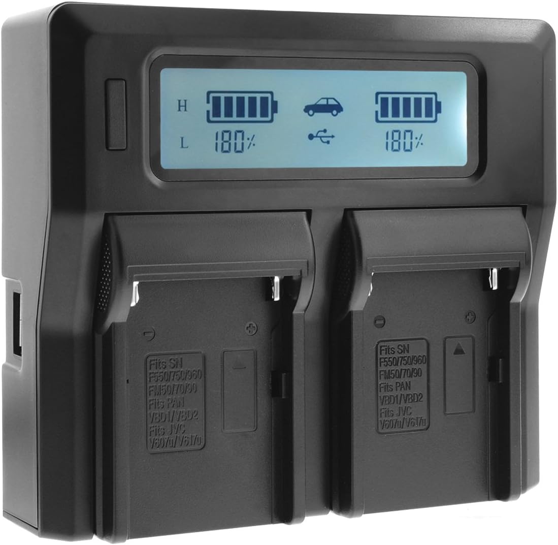 Quick LCD-Display Mains Battery Charger for Sony NP-F Series; NP-F990 NP-F980 NP-F970 NP-F960 NP-F950 NP-F770 NP-F750 NP-F550 NP-F330 NP-FM500H NP-QM91D NP-QM71D Camera; Broadcast Vedio LED Light - Image 4