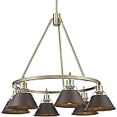 Golden Lighting Yep Orwell 6-Light Chandelier in Aged Brass and Rubbed Bronze Shade