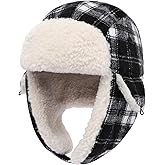 Kids Winter Trapper Hat Toddler Outdoor Warm Windproof Ushanka Aviator Hat Sherpa Fleece Lined Ski Cap for Boys Girls 1T-8T