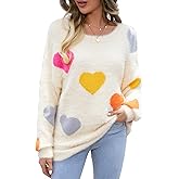 Wyeysyt Valentine Heart Sweater for Women Knit Pullover Sweaters Long Sleeve Crew Neck Casual Kawaii Sweaters