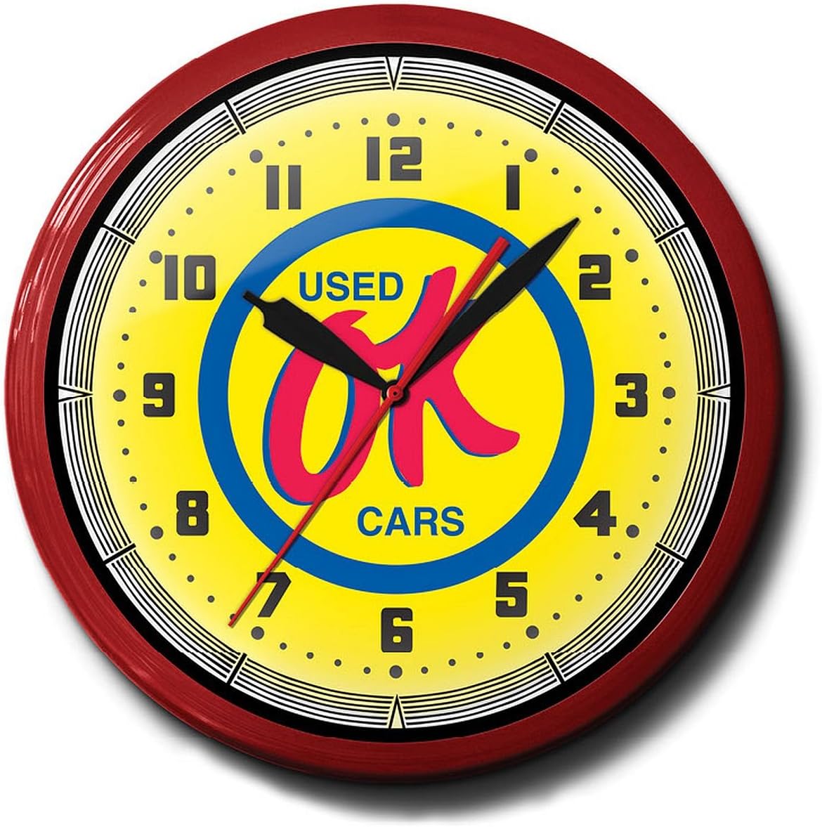OK Used Cars Neon Wall Clock 20 Inchi Diameter, Hand Made