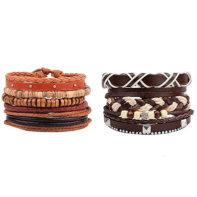 Amazon ブレスレット 手作りのメンズブレスレット 織りの革の
