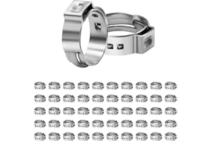 PXZBLG 50 Pack 1/2 Inch PEX Cinch Clamps, Stainless Steel Single Ear Hose Clamps, for PEX Pipe