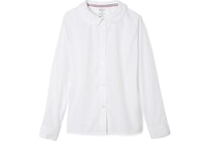 French Toast Girls Long Sleeve Woven Shirt with Peter Pan Collar (Standard & Plus)