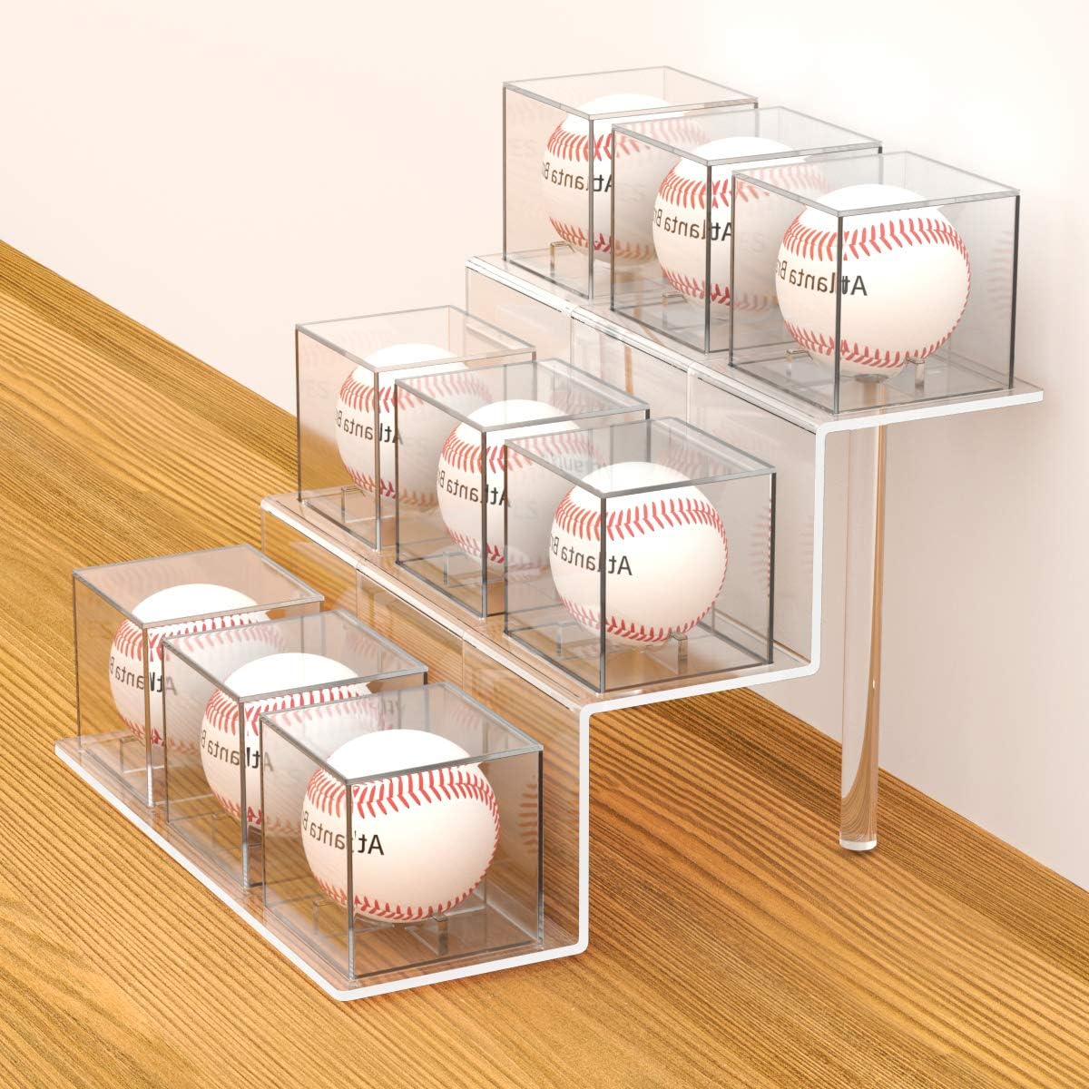 NIUBEE Acrylic Riser Holder for Autographed Baseball Display UV Protected Seat Cubes (9 Cases) : Sports & Outdoors