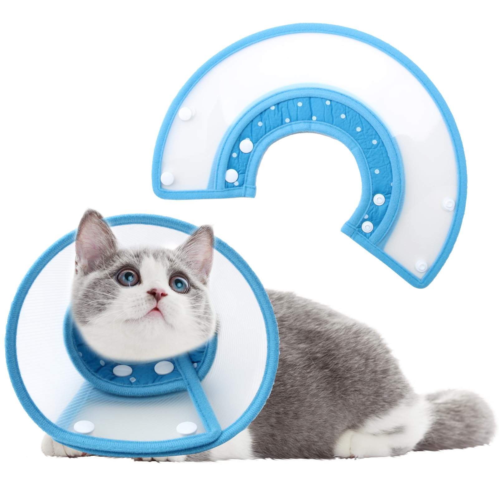 1Pcs Adjustable Cat Cone Collar Soft, Recovery Collars for Dogs and Cats after Surgery, Prevent Cats from Biting the Injured or Surgical Site (Neck girth 15-20cm)