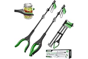 AUXTUR 44"Grabber Tool and 32"Long Handled Shoe Horn, 3pack Grabber Reacher Tool Set with 360 Rotating Head,Extra Long for Easy Pickup - Trash grabber tool(Green)