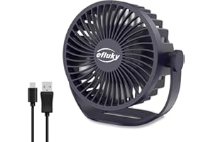efluky USB Small Desk Fan, 3 Speeds USB Rechargeable Fan Built-in Battery, 360° Adjustment Portable Mini Fan Suitable for Home, Office and Travel, Blue