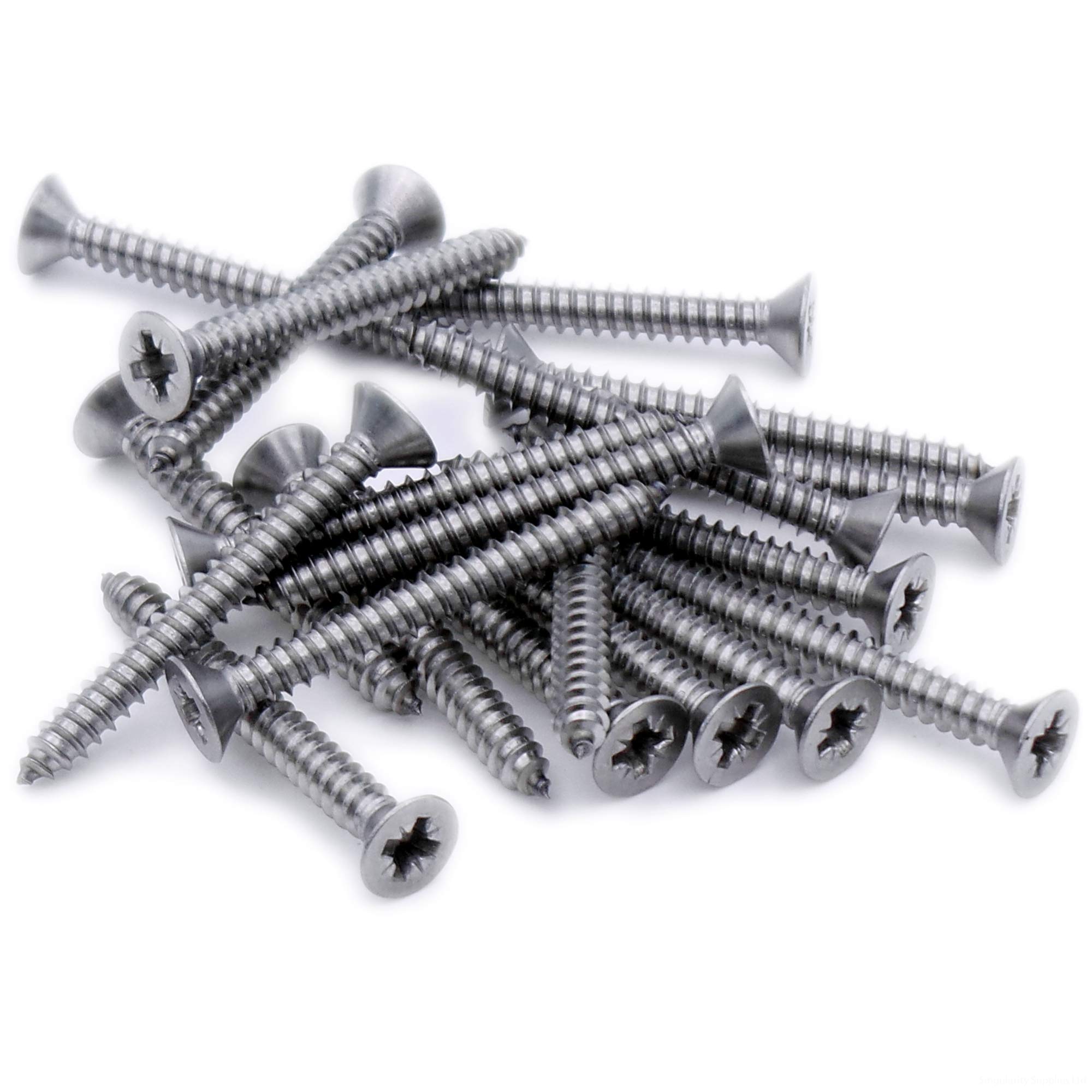 No.8 x 0.875 (4.2mm x 22mm) Pozi Countersunk Self-Tapping Screw - Stainless Steel (A2) (Pack of 20)