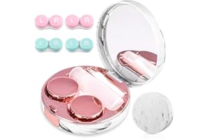 cauyuan Contact Lens Case Portable Travel Box with Mirror Tweezers Remover Tool Solution Bottle