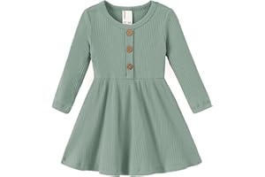 PATPAT Baby & Toddler Girl Ribbed Knit Cotton Dress – Versatile Sleeveless Summer Tank & Long Sleeve Fall Dress, Sizes 3M–6Y