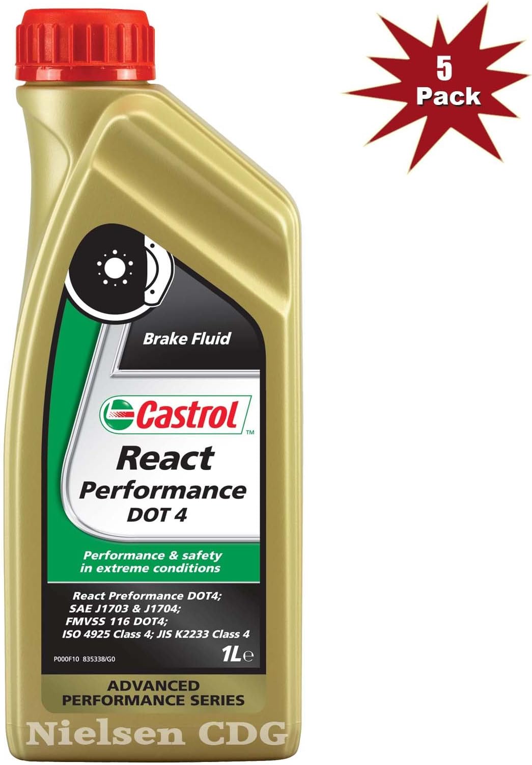 Castrol React Performance DOT 4 Brake Fluid - 5x1L = 5 Litre