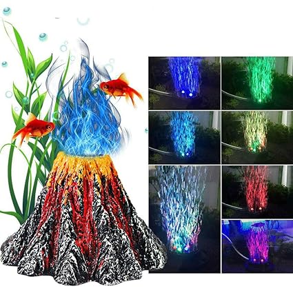 Amazon Com Air Bubbler Decorations Aquarium Led Volcano Ornament