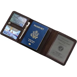 TORAKIP Leather Pilot Document Holder – Compact Travel Document Wallet for Passport, Boarding Pass & Cards, Genuine Crazy Hor