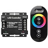 Sorfia RGBW LED Dimmer Switch, DC 12V-24V Dimmer Switch with Touch Slide | 24A RF Dimmable Remote Controller PWM Switch Dimmer Remote Control for RGBW LED Strip Light