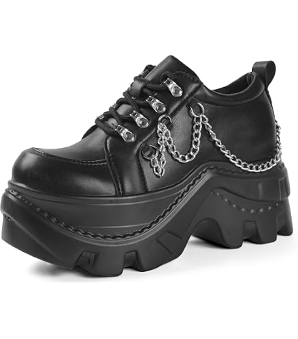 Amazon.com | Vintage Women and Men Black Platform Sneakers Shoes