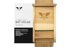 BIGBATBOX - The Complete Bat House for Outdoors - Clean Your Backyard from Mosquitoes - Bat Box without Paint Inside - One Chamber Bat Hose - Easy to Hang - Wildyard