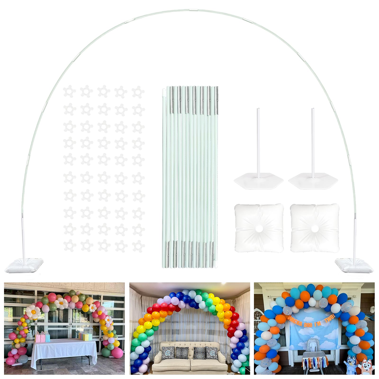 Photo 1 of YALLOVE 21ft Balloon Arch Stand Kit, Free Combination in Width and Height (e.g. 10ft x 7.5ft), Convenient to Assemble and Disassemble, Not Include Balloons